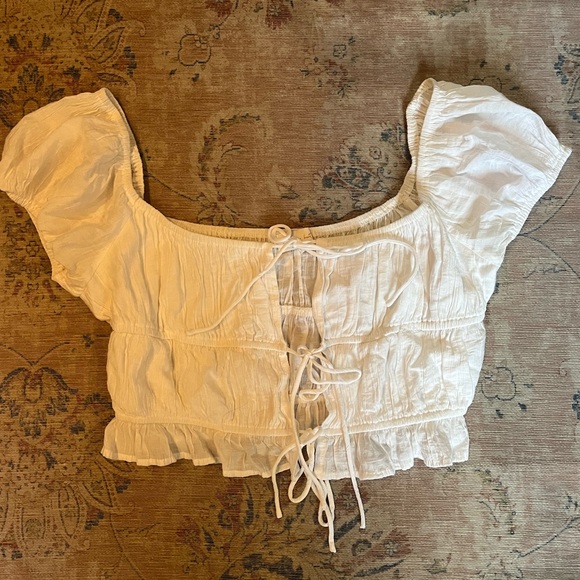 Beige Botany Tie Top - Picture 1 of 3